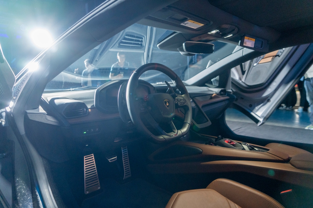 A view of the interior of the Lamborghini Revuelto during its launch at EX8, Petaling Jaya September 1, 2023. — Picture by Shafwan Zaidon