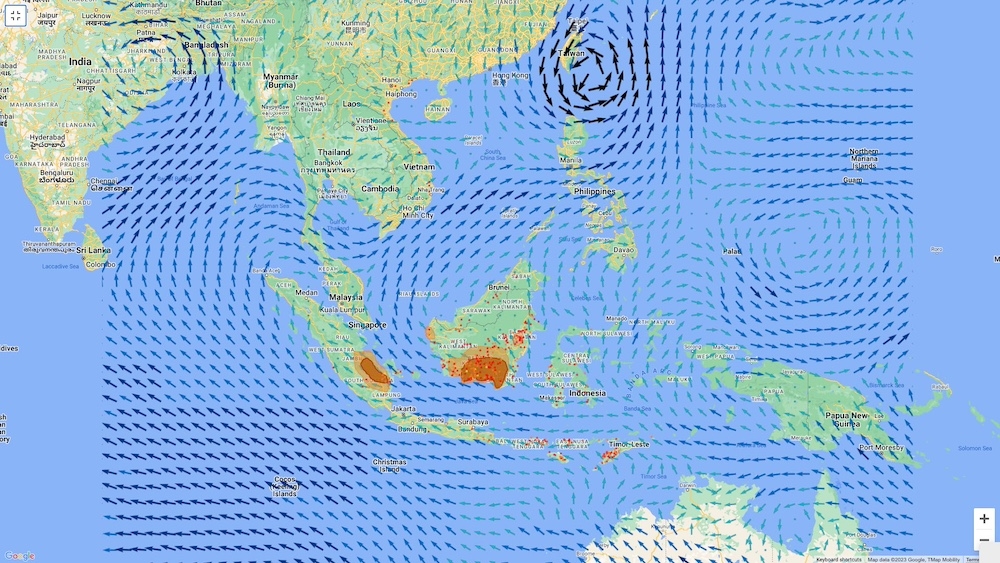 Data obtained from the Asean Specialised Meteorological Centre (ASMC) showed that the cross-border haze originated from Indonesia and crossed into neighbouring countries. — Screengrab from ASMC