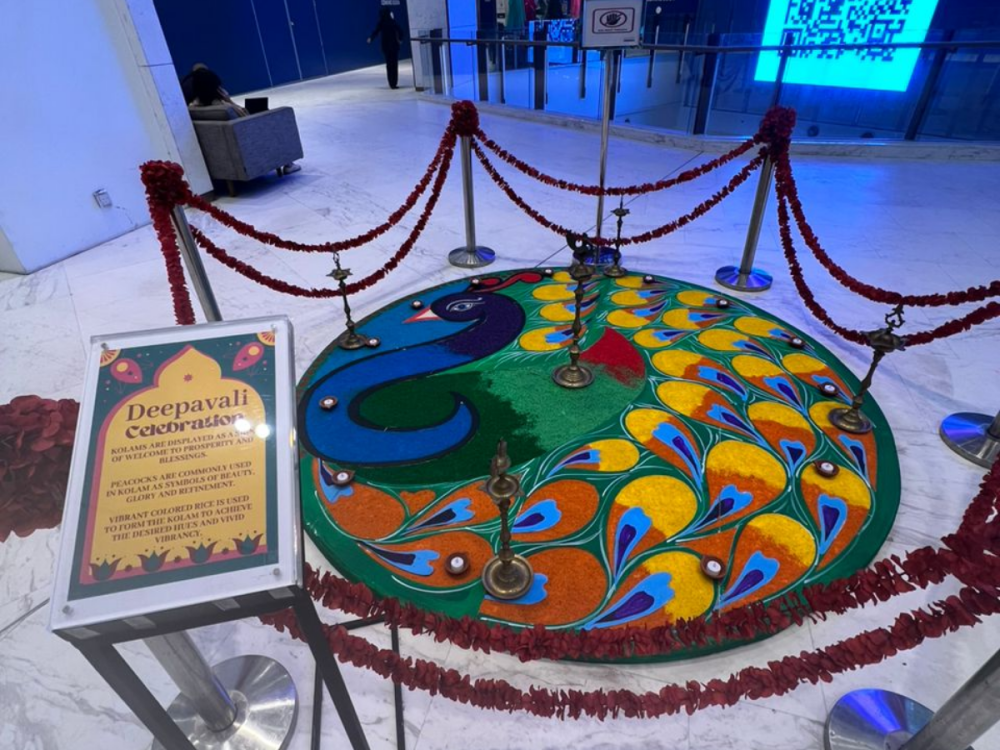 One of Saravanah polystyrene-based rangoli kolam being displayed at a local shopping mall. — Picture courtesy of HGP Saravanah Rao. 