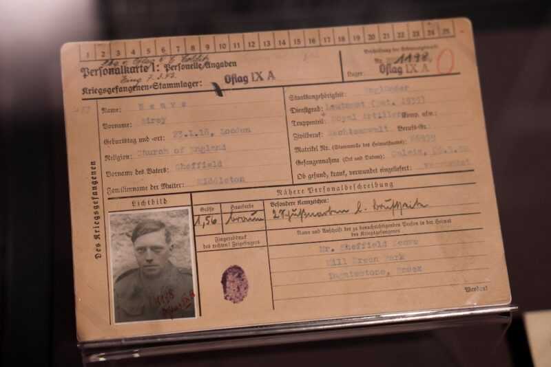 POW card details for future MP, Airey Neave, a prisoner of war as a Lieutenant in the Royal Engineers, who escaped from Colditz, are seen at the exhibition 'Great Escapes: Remarkable Second World War Captives'. — eNM pic