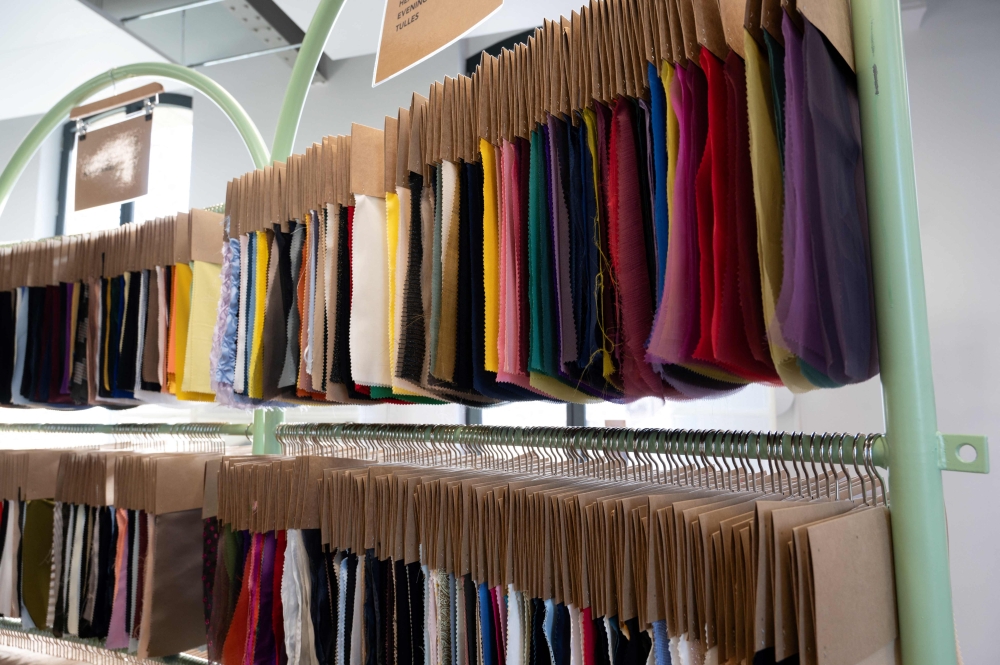 This photograph shows fabrics inside the Nona Source showroom reselling materials from the LVMH Group's Fashion and Leather Goods companies, in Paris March 14, 2024. — eNM pic