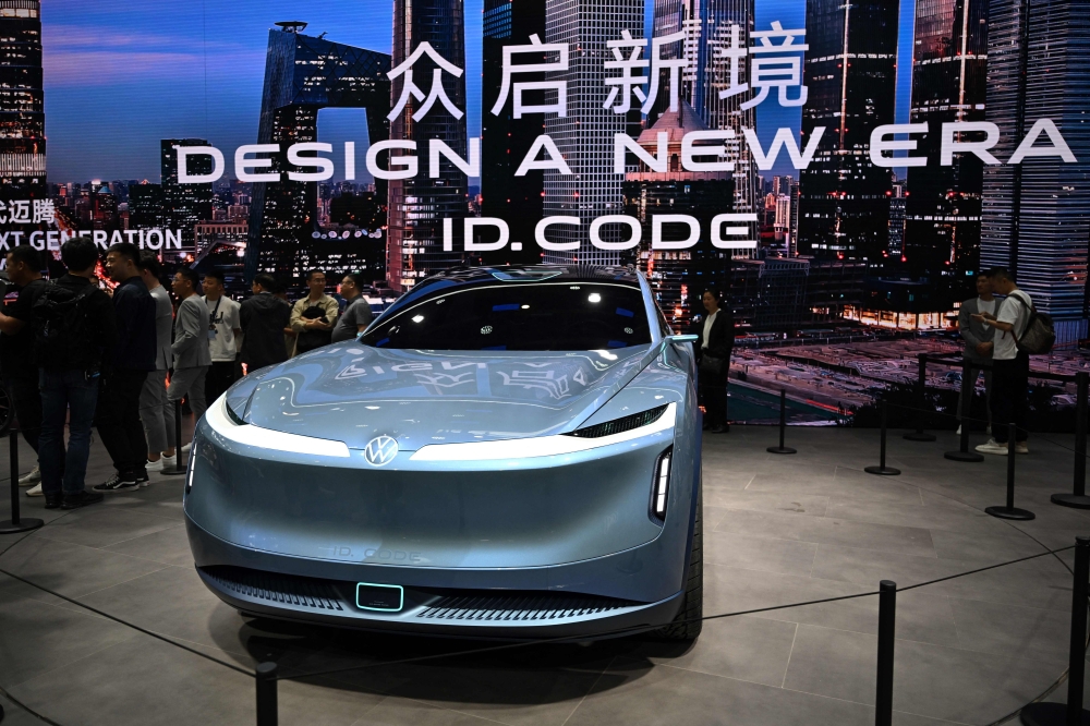 A Volkswagen ID.Code model car is displayed at the Beijing Auto Show in Beijing April 25, 2024. — eNM pic