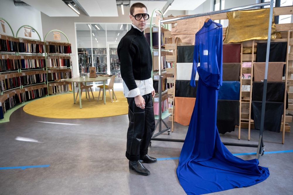 Spanish designer Arturo Obegero poses in the Nona Source showroom, reselling materials from the LVMH Group's Fashion and Leather Goods companies, in Paris March 14, 2024. — eNM pic