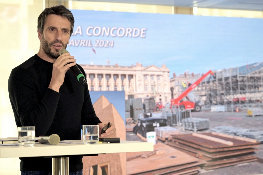 French President of the Paris 2024 Olympics and Paralympics Organising Committee (Cojo) Tony Estanguet gives a press conference three months ahead of the Olympic at the headquarters of the Paris 2024 Olympics in the Saint-Denis suburb of Paris, on April 10, 2024. — eNM pic