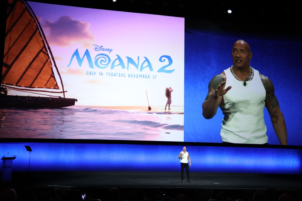 US actor Dwayne Johnson speaks onstage during the Walt Disney Studios presentation at CinemaCon 2024 in Las Vegas. — eNM pic