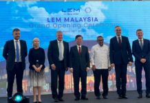 Penang chief minister Chow Kon Yeow (4th from left) at the official opening of LEM Malaysia. — Picture by Opalyn Mok