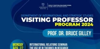 Gilley was invited by the Department of International and Strategic Studies for three events, starting from a seminar on international relations on Monday. ― Picture via University of Malaya