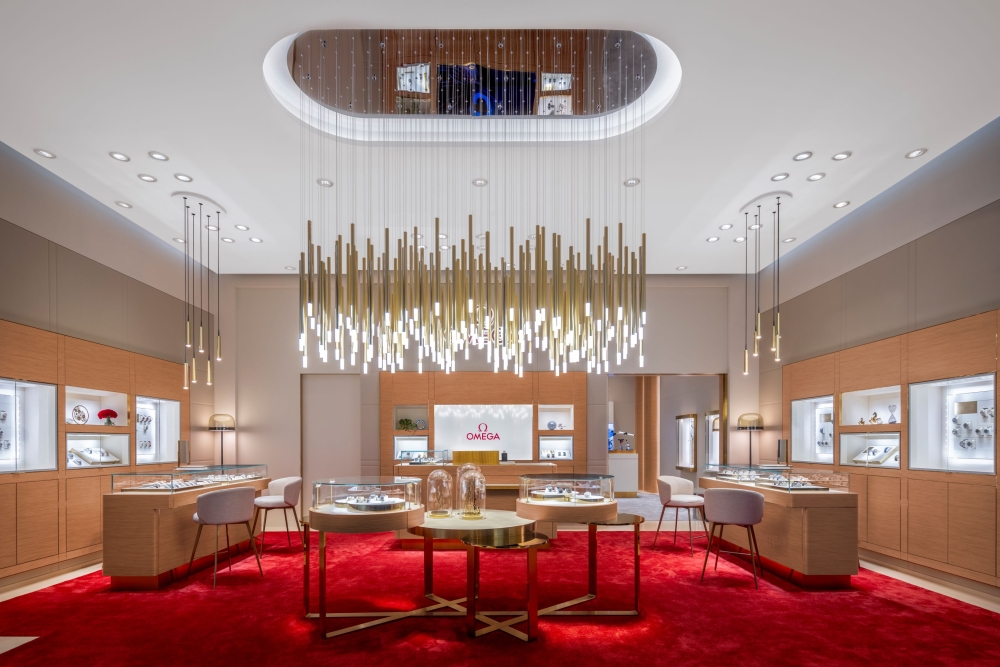 At the heart of the boutique is an elegant chandelier. — Picture courtesy of Omega 