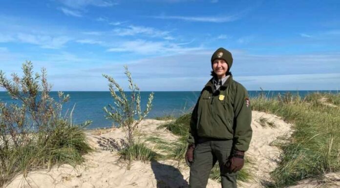 Geologist Laura Brennan poses in Indiana Dunes National Park in Indiana on November 2, 2023. — eNM pic